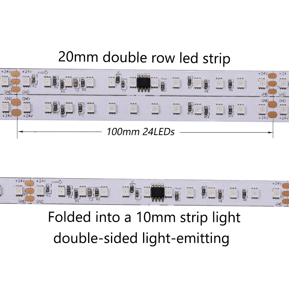 Double Row Foldable WS2811 Addressable RGB LED Strip Lights For 360° Round Neon Tube